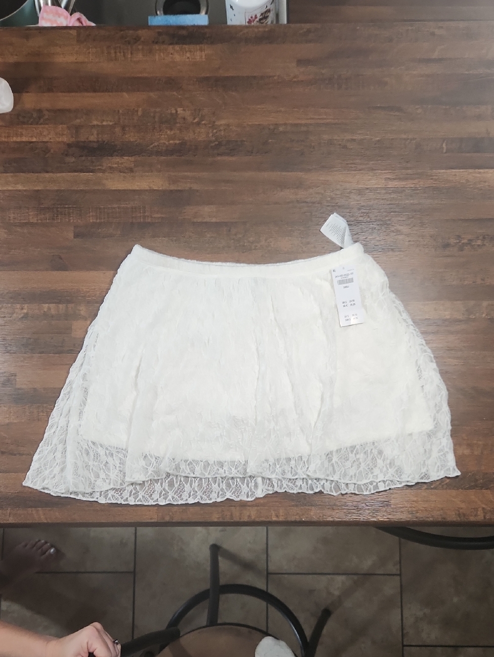 Lace Overlay White Skirt - Women's